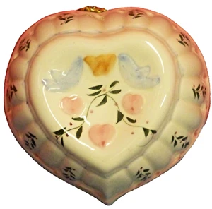 Keramik Herzform Jello Form Vögel Herzen Wandbehang Kette Aufhänger 7" x 7" - Bild 1 von 5