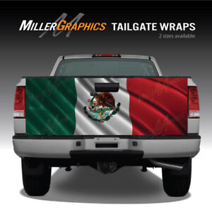 Mexican Flag Waving Truck Tailgate Vinyl Graphic Decal Wrap