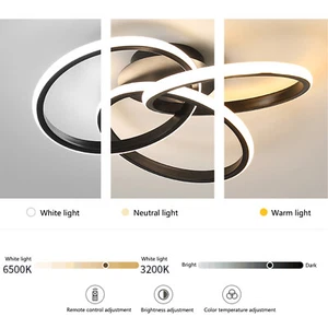 Modern 20.5inch Acrylic LED Ceiling Light Chandelier Flush Mount Lamp Black Home - Picture 1 of 12