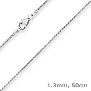 Collar De Cadena Trenzada De Oro 1,3Mm De 585 Oro Blanco 50Cm - Imagen 1 de 3