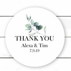 Personalised Greenery Thank You Favour Stickers Garden Wedding Gift Box Labels