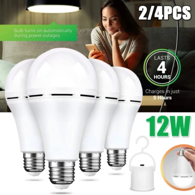 2025 4X Rechargeable Emergency Light Bulb 12W Equivalent 1200mAh Battery Backup - Image 1 of 4