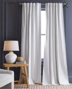 NWT! Quince Cotton White Slub Blackout Curtains, 48" x 96"- 2 Panels (428) - Picture 1 of 13