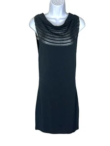 Vestido Sarah Pacini Negro Sin Mangas Crochet Tejido Capucha Cuello Mujer’s Talla Única (Sm) - Imagen 1 de 5