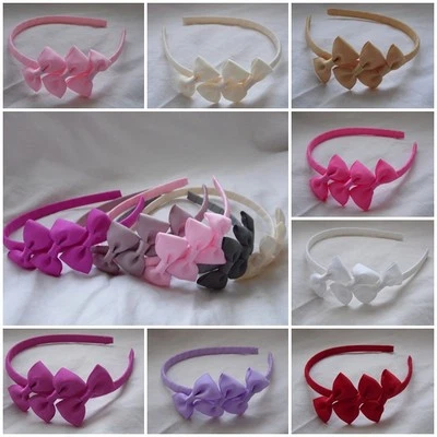 3 Small Bow Alice Hair Head band Girls Aliceband Band Hairband Headband - Image 1 of 3