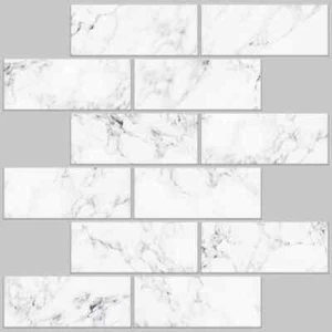 10.5x10.5x 0.06in.White Marble Subway Vinyl Peel Stick Wall Tiles Backsplash - Picture 1 of 9