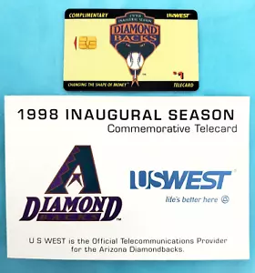 Arizona Diamondbacks 1998 stagione inaugurale US WEST commemorativo $1 Telecard SGA - Foto 1 di 8
