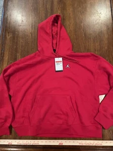 Sudadera con capucha suéter polar Jordan Essentials Brooklyn para mujer talla L roja DQ4458-687 NUEVA CON ETIQUETAS - Imagen 1 de 10