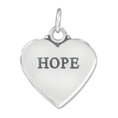 Colgante Hope Doble Cara Corazón 925 Plata Esterlina Sólida HECHO EN EE. UU. Foto 1 de 3