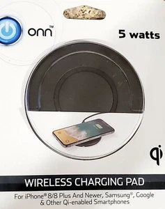ONN Wireless Charging Pad  5 Watt IPhone 8 or 8 Plus &UP Qi Smartphones 1596-511 - Picture 1 of 3