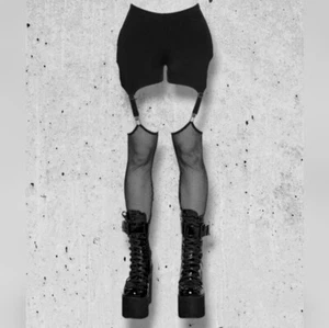 NWT Dolls Kill Widow Lost In The Void Garter Leggings Sz S - Picture 1 of 14