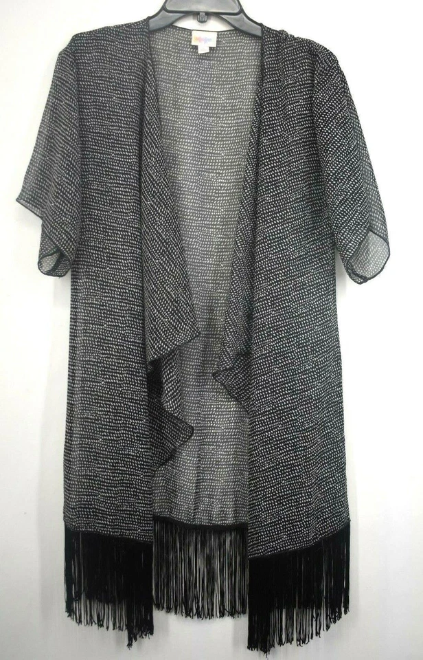 Cárdigan Lularoe Mujer Negro Lunares Volantes Frente Abierto Manga Corta Flecos S Foto 1 de 4