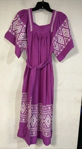 Handmade Guatemalan Midi Dress Women,Med Pink Embroidered Pockets Boho Hippie* - Picture 1 of 6