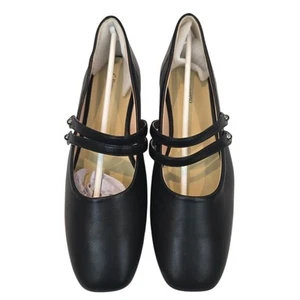 C. Paravano Black Mary Jane Comfort Ballet Flats Square Soft Leather Size 9 New - Picture 1 of 9