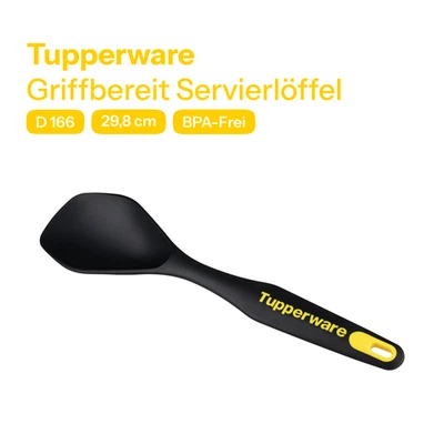 Tupperware Griffbereit Servierlöffel Schwarz Gelb 29,8 cm Kochlöffel D 166 - Bild 1 von 2