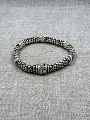 Lagos Caviar X 5 Station Bead 9mm Sterling Silver .925 Bracelet Foto 1 de 4