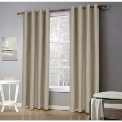 Paneles de cortina de textura de lino sintético 53 x 85 beige blanco roto cortinas ligeras Foto 1 de 4