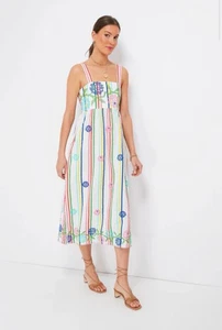 Maxikleid Nimo With Love Streifen Achat bestickt Blumen Größe M - Bild 1 von 12