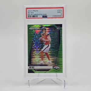 2024 Panini Prizm Bo Nix 309 Neon Green Pulsar PSA 9 Rookie, RC - Bild 1 von 2