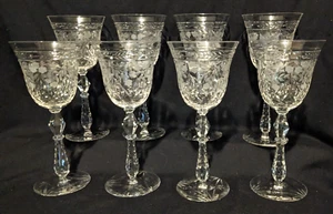 Beautiful! Vintage Set of 7 Rock Sharpe "Marina" Crystal Water Wine 8" Goblets - Picture 1 of 6