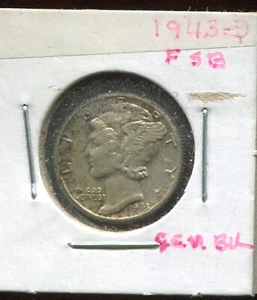 1943-D MERCURY DIME FSB (V770) 90% SILVER - Picture 1 of 5