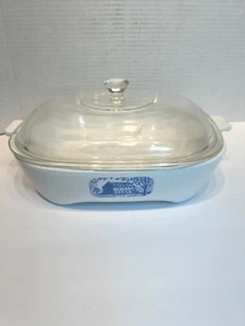 Corning Ware 10" Browning Pfanne blau Kolonialhaus mit Deckel EUC - Bild 1 von 8