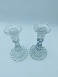 Baccarat Bambous Swirl Crystal Candlesticks 9" - A Pair - Picture 1 of 4