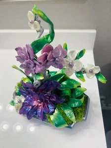 Hand made clay Purple, lavender and white flower Table center piece - Picture 1 of 2