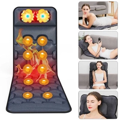 Electric 12 Nodes Massage Mat Mattress Full Body Heat Pad and Shiatsu Pillow