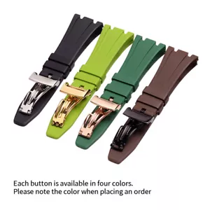 27mm Black Rubber Band Silver Clasp Strap for AP 15400 15300 Royal Oak 39mm 41mm - Picture 1 of 16