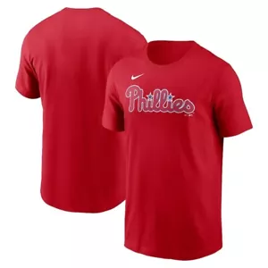 NWT Mens XL Philadelphia Phillies Nike Red Fuse Wordmark T-Shirt - Red - Picture 1 of 3