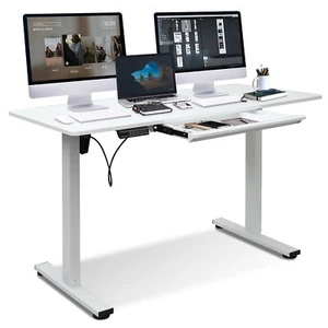47 x 24 Inch Adjustable Height Standing Desk Computer Office Table Drawer White - Picture 1 of 7