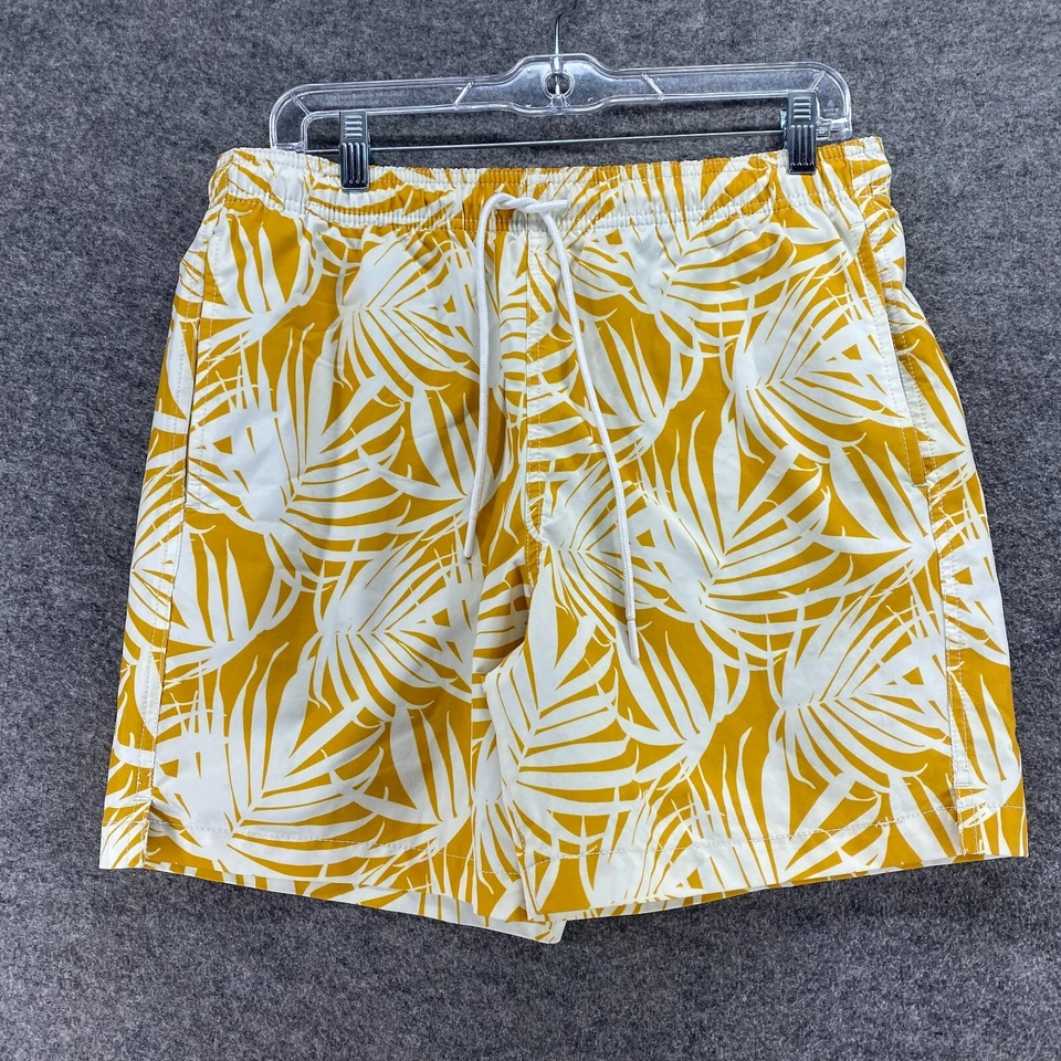 Pantalones Cortos de Natación Express Hombre M Medianos Naranja Floral Tiro Medio Cordón Forrado Foto 1 de 4