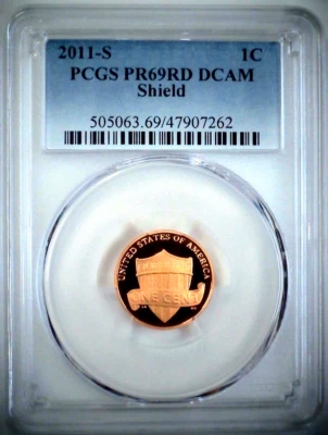 2011-S 1C Lincoln Shield  PCGS PR69RD DCAM 23cct1119 - Image 1 of 4