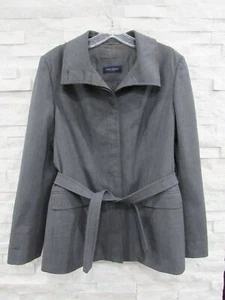 Piazza Sempione Gray Stretch Wool Hidden Button Belted Jacket Blazer 48 - Picture 1 of 7
