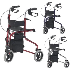 Lightweight folding tri walker with seat and rollator 3 wheel walking frame - Picture 1 of 17