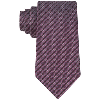 Corbata clásica de seda KENNETH COLE REACTION rojo granate moderno tejido de canasta Foto 1 de 3