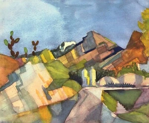 Rocky Landscape by August Macke Giclee Fine Art Print Reproduction on Canvas - Picture 1 of 1
