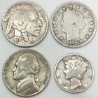 Us Coin Lot With 2 Silver- Buffalo, Liberty, Silver War Nickel & Mercury Dime!