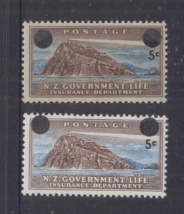 New Zealand 1967  5c  ovpt LIFE INSURANCE  white/cream papers SG L55/55a MUH (2) - Bild 1 von 2