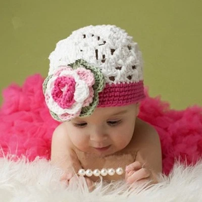 Baby Girls Knitted  Flower Hat and Dress Set Newborn Photography Props - image 1 of 2