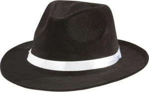 Cappello Amscan Fedora Nero con Fascia Bianca Adulto@ - Foto 1 di 1