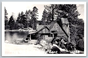 RPPC Cedar Lake "The Old Mill" Big Bear California Postcard - Picture 1 of 2
