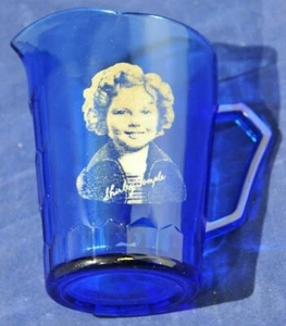 Vintage 1930s Hazel-Atlas Shirley Temple Cobalt Blue Glass Pitcher Creamer 4.5" - Bild 1 von 6