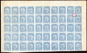 Halber Bogen (50 Marken) Hamburg 3 Pfennige blau (Privatpost) - Q2 - A1 - S - Bild 1 von 2