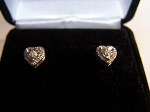 KAY JEWELERS 40 DIAMOND HEART SHAPE STERLING SILVER POST STUD EARRINGS - Picture 1 of 9