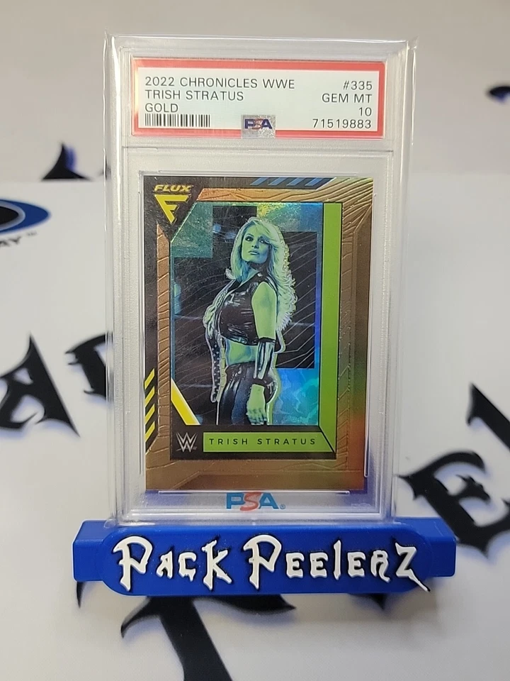 PSA 10 2022 WWE CHRONICLES TRISH STRATUS FLUX GOLD PRIZM #08/10 POP 1 - Image 1 of 2