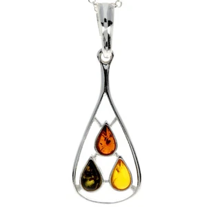 Lovely 925 Sterling Silver & Baltic Amber Designer Pendant 397 - Picture 1 of 5