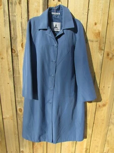 Misty Harbor Blue Long Sleeve Button Up Polyester Coat Lined Size 12 Petite - Picture 1 of 6