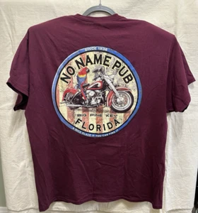 No Name Pub XL Graphic T Shirt Burgundy Bikers Bike Week Big Pine Key Florida - Picture 1 of 8